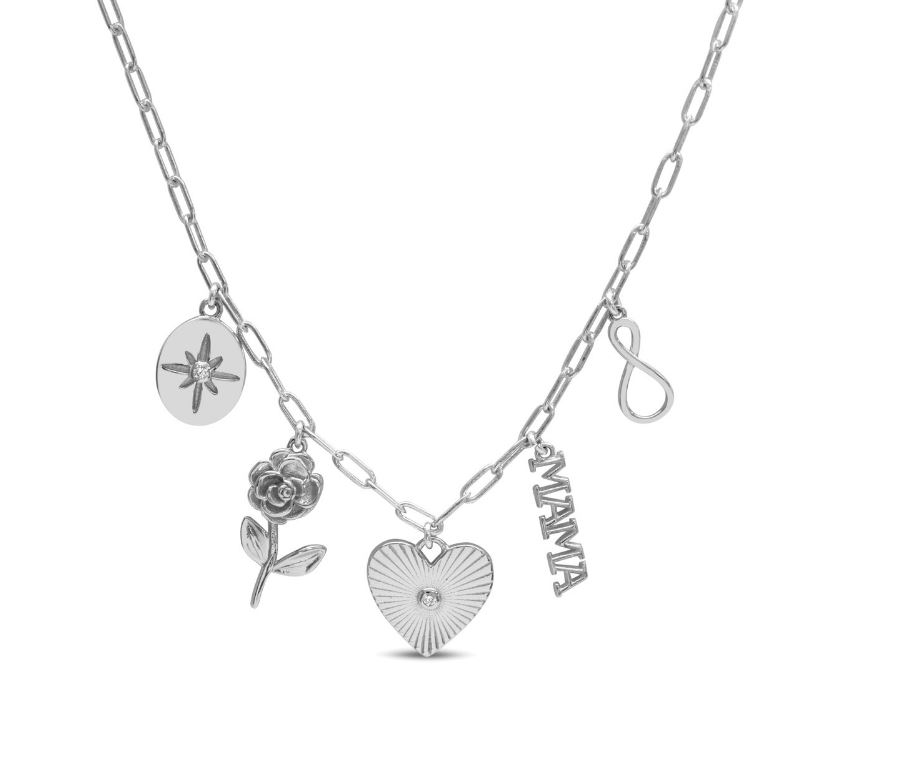 STERLING SILVER SWISH "#1 TO EVERYONE- MAMA" CHARM NECKLACE