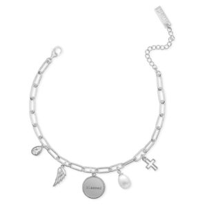 STERLING SILVER SWISH "GRATEFUL BLESSED THANKFUL" CHARM BRACELET