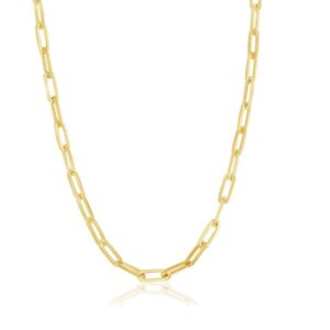Ladies Sterling Silver Gold-Tone 3.2mm Paperclip Link Chain 18"