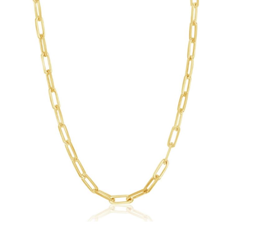 Ladies Sterling Silver Gold-Tone 3.2mm Paperclip Link Chain 18"