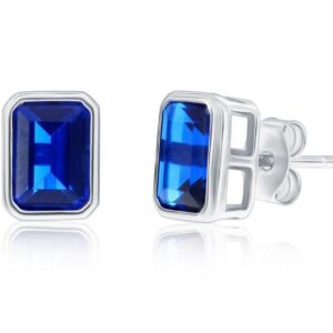 SS SEPTEMBER BIRTHSTONE EM CUT BEZEL CZ STUDS