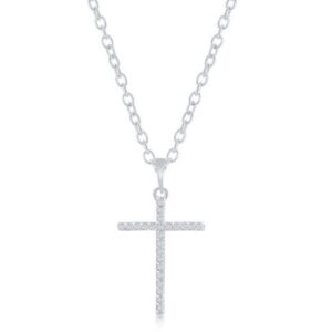 SS .05 CTTW DIAMOND CROSS NECKLACE 18"