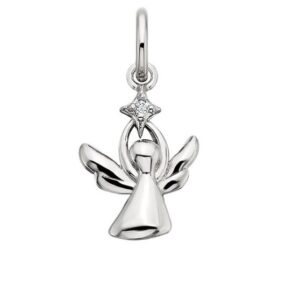 STERLING SILVER WHITE TOPAZ ANGEL CHARM