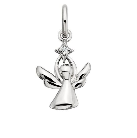 STERLING SILVER WHITE TOPAZ ANGEL CHARM