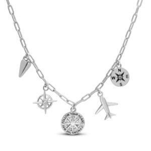 STERLING SILVER SWISH "BON VOYAGE" CHARM NECKLACE