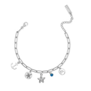 STERLING SILVER SWISH "MAKE A WISH UPON A STAR FISH" CHARM BRACELET