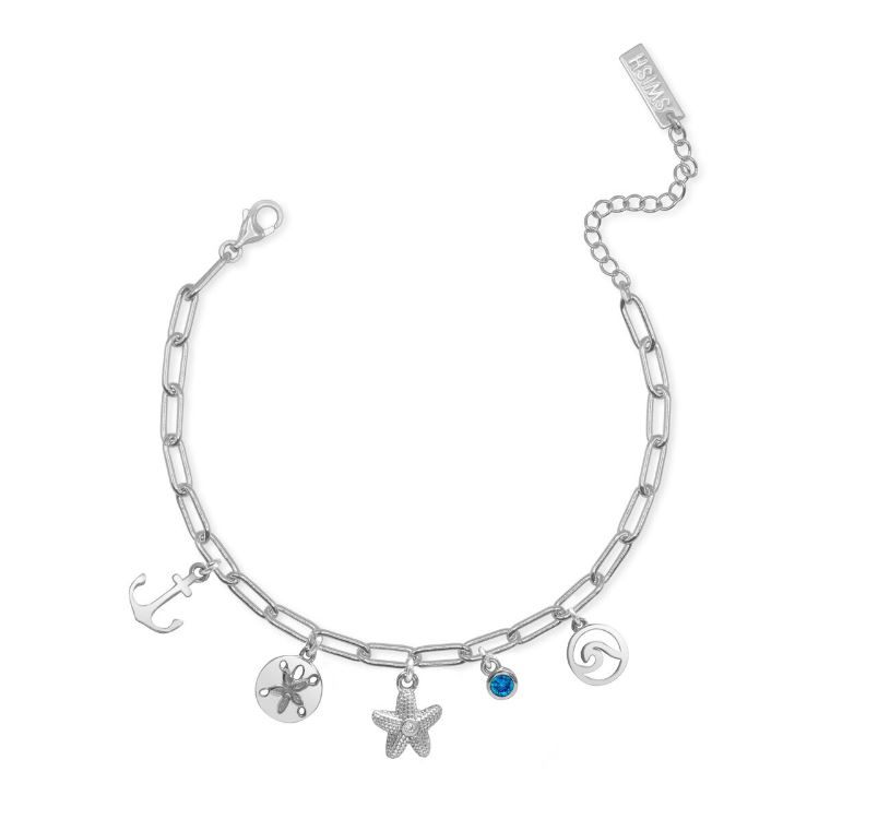 STERLING SILVER SWISH "MAKE A WISH UPON A STAR FISH" CHARM BRACELET