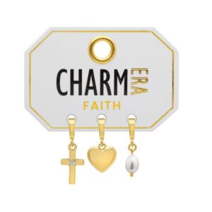 STERLING SILVER GOLD-TONE "FAITH" 3-PACK CHARM SET