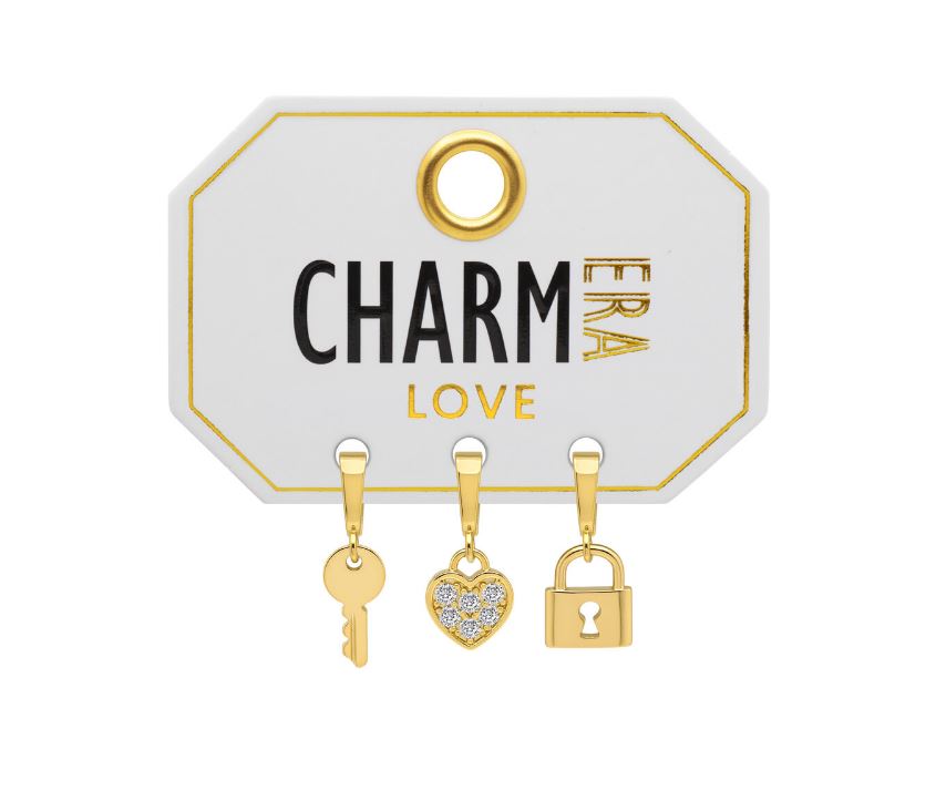 STERLING SILVER GOLD-TONE "LOVE" 3-PACK CHARM SET