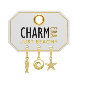 STERLING SILVER GOLD-TONE "JUST BEACHY" 3-PACK CHARM SET