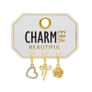 STERLING SILVER GOLD-TONE "BEAUTIFUL" 3-PACK CHARM SET