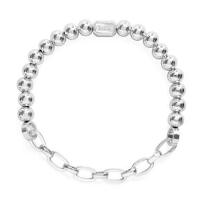 STERLING SILVER BEADED / OVAL LINK STRETCH BRACELET