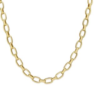 STERLING SILVER GOLD-TONE OVAL FLAT LINK NECKLACE