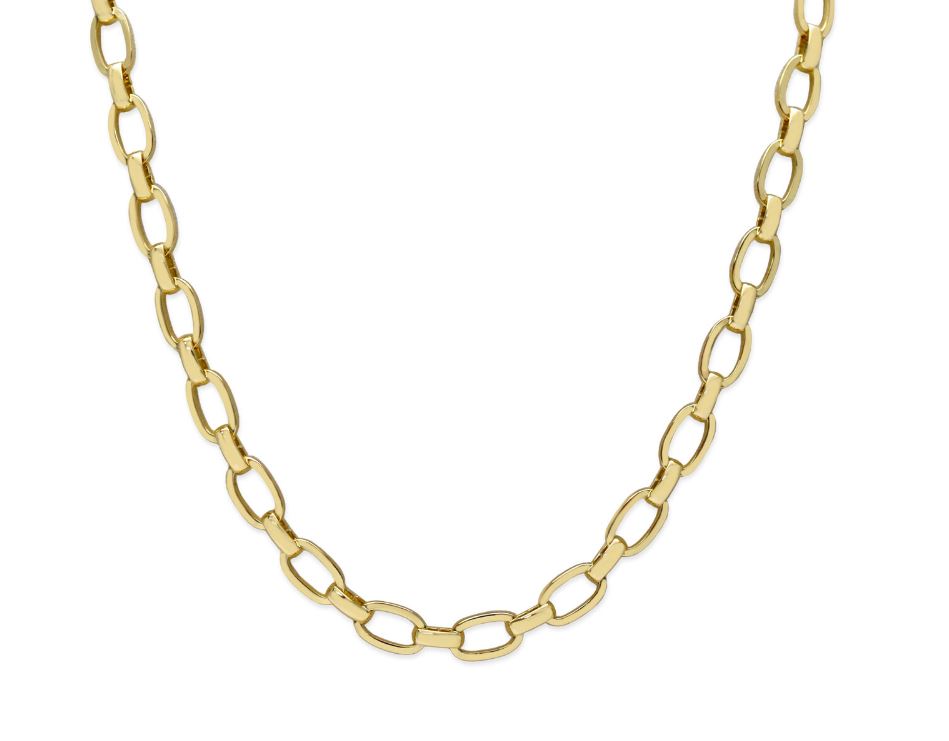 STERLING SILVER GOLD-TONE OVAL FLAT LINK NECKLACE