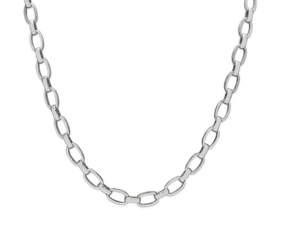 STERLING SILVER OVAL FLAT LINK NECKLACE