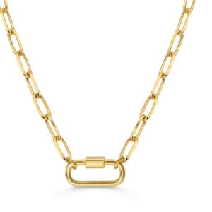 Ladies Sterling Silver Gold-Tone Stia Paperclip Link Carabiner Necklace