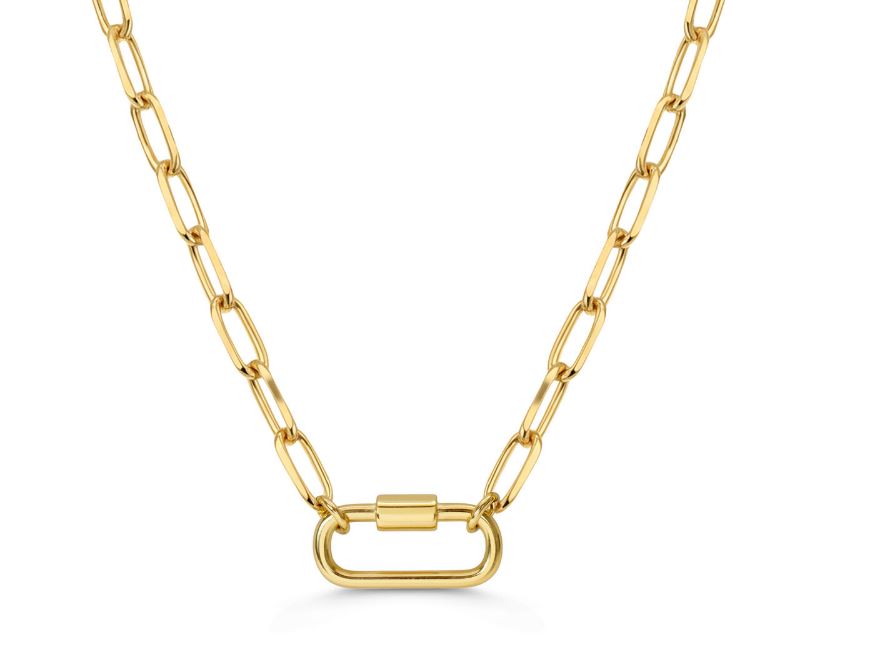 Ladies Sterling Silver Gold-Tone Stia Paperclip Link Carabiner Necklace