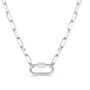 Ladies Sterling Silver Stia Paperclip Link Carabiner Necklace
