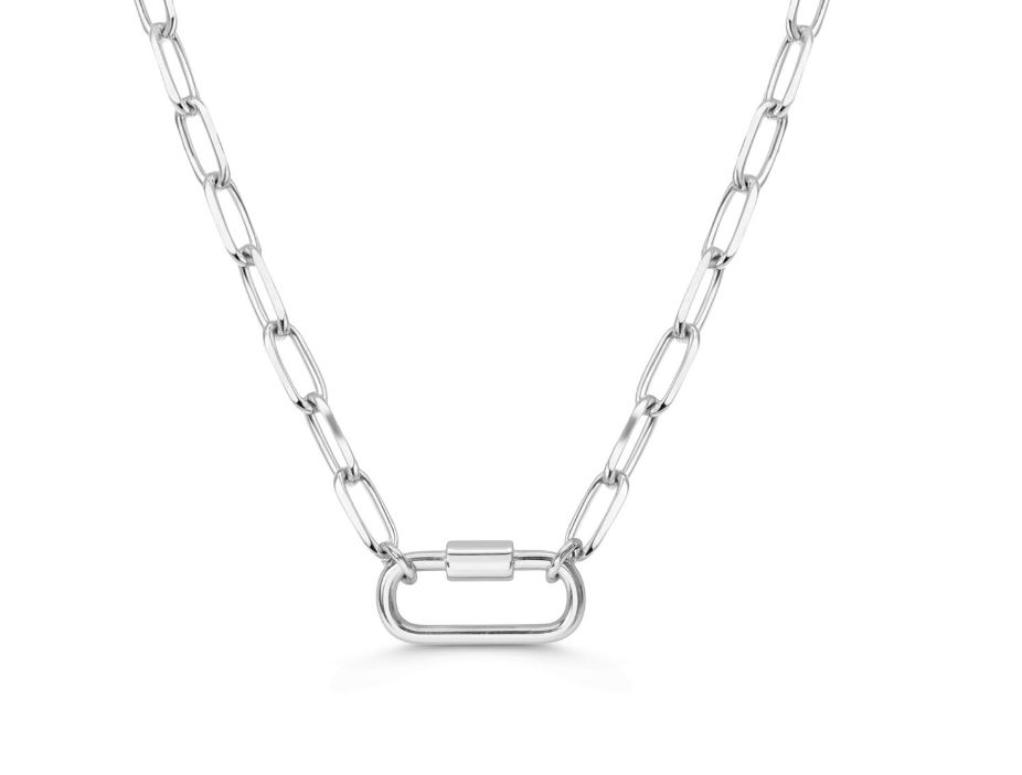 Ladies Sterling Silver Stia Paperclip Link Carabiner Necklace