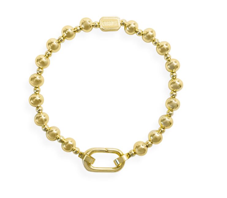 Ladies Sterling Silver Gold-Tone Stia Beaded Stretch Bracelet