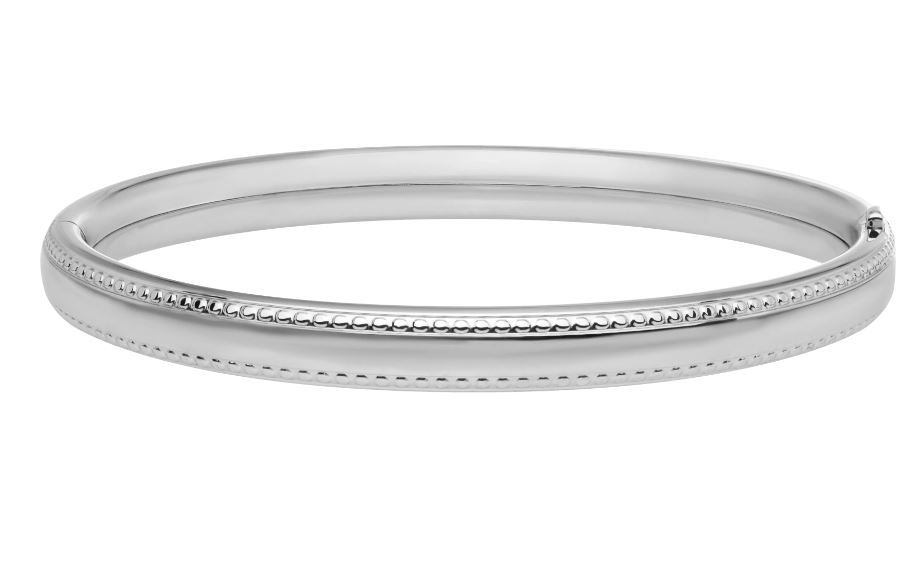 STERLING SILVER BEADED EDGE HINGED BABY BANGLE BRACELET