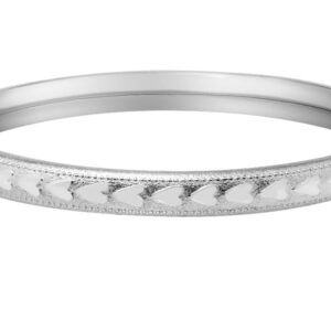 SS BEADED EDGE HEART HINGED BABY BANGLE BRACELET