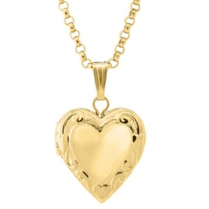 14KGF BABY HEART LOCKET 15" CABLE CHAIN NECKLACE