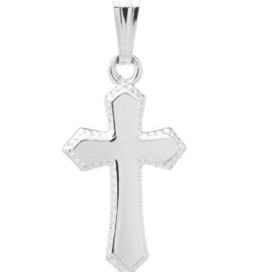SS BEADED EDGE BABY CROSS 15" NECKLACE