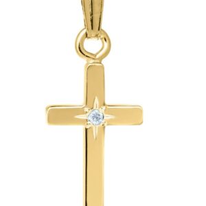14KGF .01CT DIAMOND BABY CROSS 15" NECKLACE