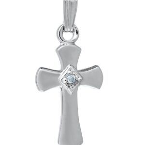 SS .01CT DIAMOND BABY CROSS 15" NECKLACE
