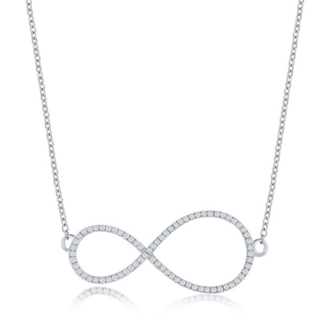 SS .14 CTTW DIAMOND INFINITY STATIONARY NECKLACE