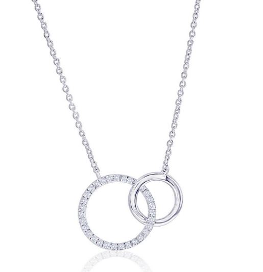 SS .06 CTTW DIAMOND DOUBLE CIRCLE NECKLACE 18"