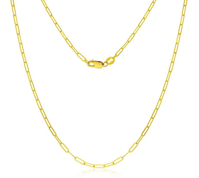 14KY GOLD FILLED WATER RESISTANT PAPERCLIP CHAIN 18"