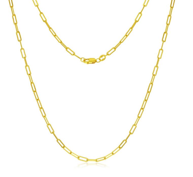 14KY GOLD FILLED WATER RESISTANT PAPERCLIP CHAIN 16"
