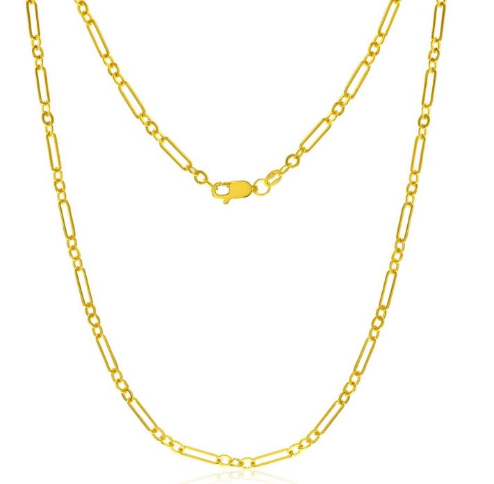 14KY GOLD FILLED WATER RESISTANT ALT PAPERCLIP CHAIN 18"