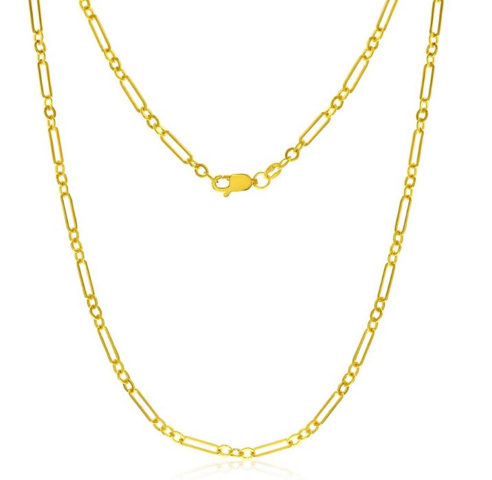 14KY GOLD FILLED WATER RESISTANT ALT PAPERCLIP CHAIN 22"