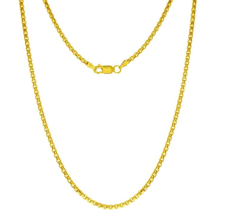 14KY GOLD FILLED WATER RESISTANT ROUND BOX CHAIN 20"