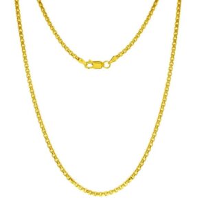 14KY GOLD FILLED WATER RESISTANT ROUND BOX CHAIN 22"