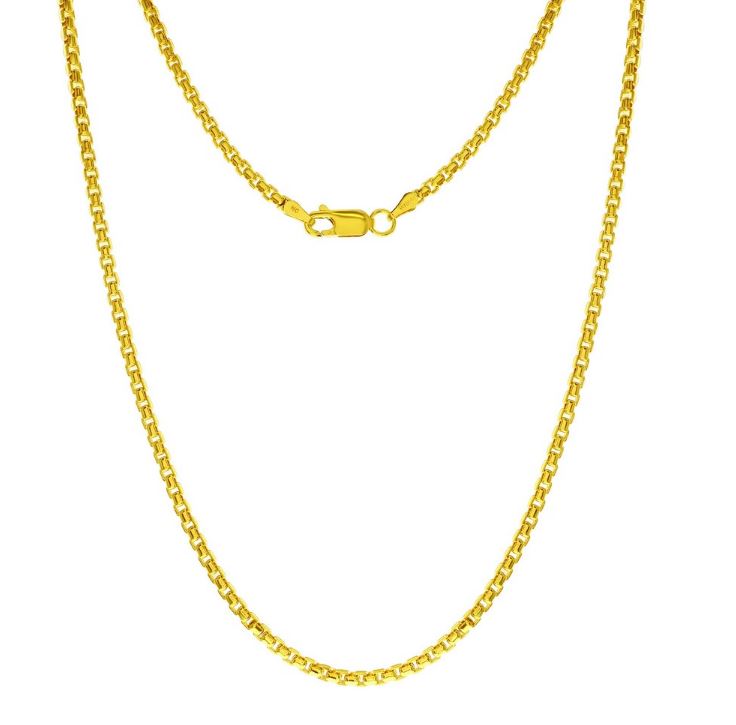 14KY GOLD FILLED WATER RESISTANT ROUND BOX CHAIN 24"