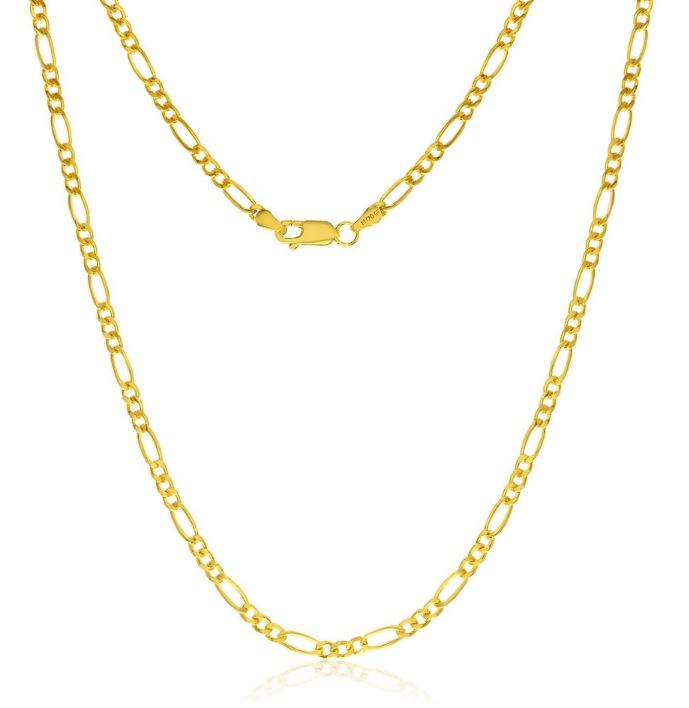 14KY GOLD-FILLED WATER RESISTANT FIGARO CHAIN 18"