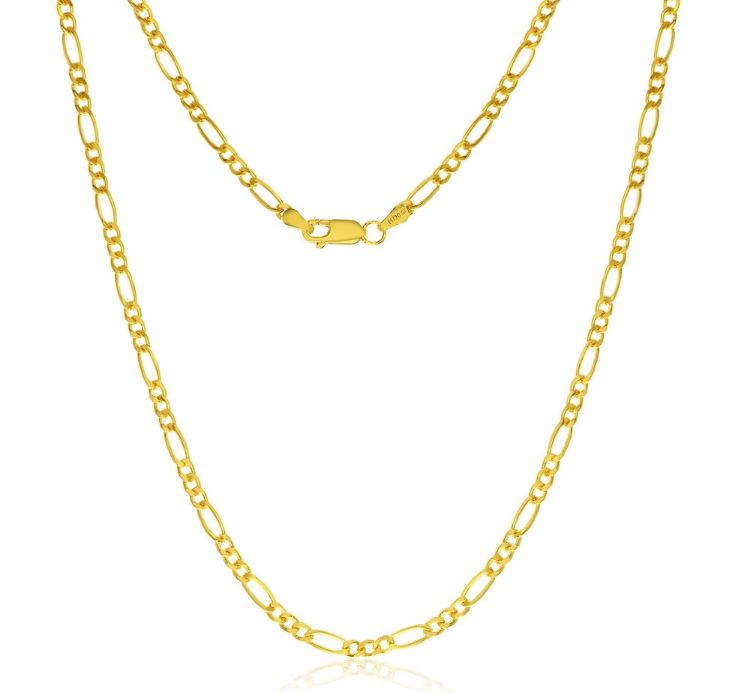 14kY GOLD-FILLED WATER RESISTANT FIGARO CHAIN 20"