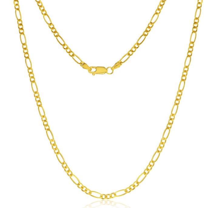 14KY GOLD-FILLED WATER RESISTANT FIGARO CHAIN 22"