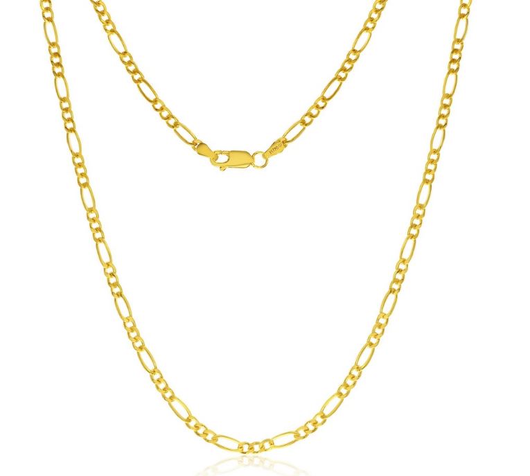 14K GOLD-FILLED WATER RESISTANT FIGARO CHAIN 24"