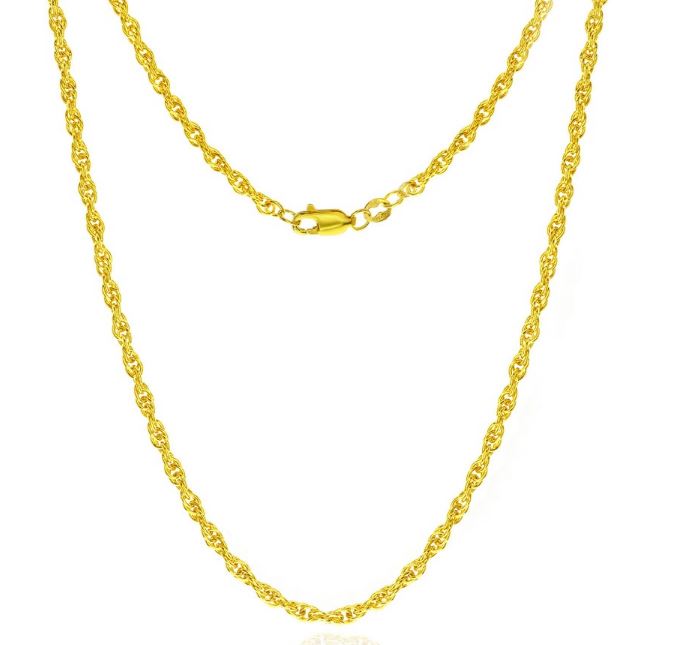 14KY GOLD-FILLED WATER RESISTANT ROPE CHAIN 16"