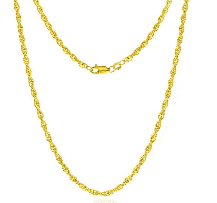 14KY GOLD-FILLED WATER RESISTANT ROPE CHAIN 22"