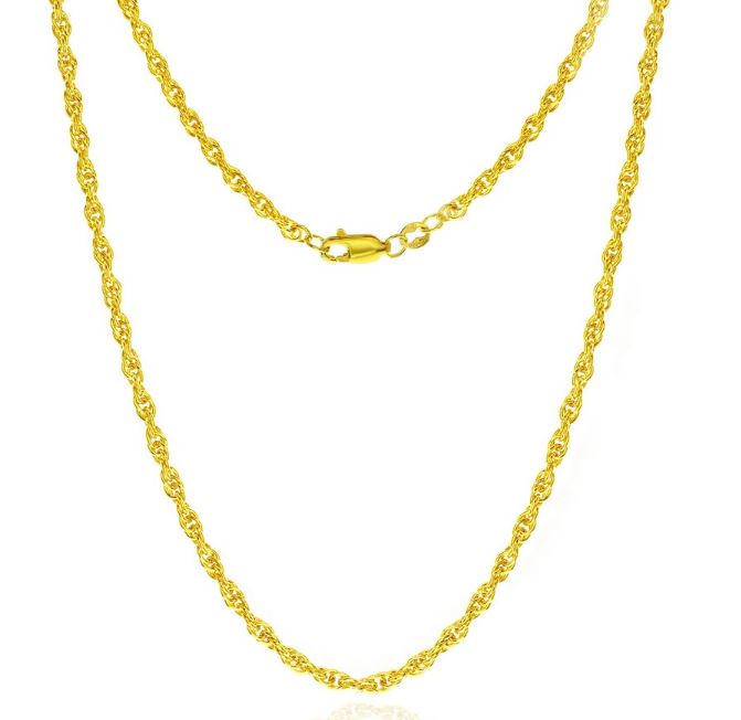 14KY GOLD-FILLED WATER RESISTANT ROPE CHAIN 24"