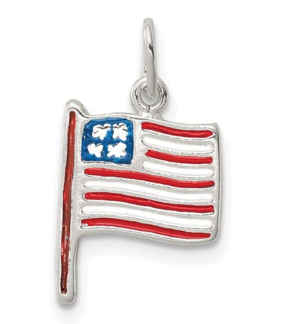 SS ENAMELED AMERICAN FLAG PENDANT