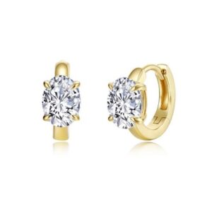 SS GP 2=2.42CTTW SIMULATED DIAMOND FLOATING HUGGIE HOOP EARRINGS