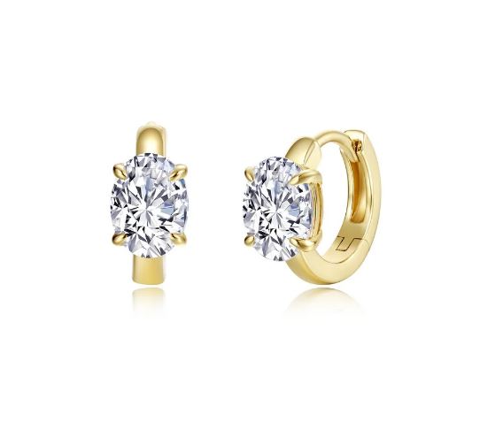 SS GP 2=2.42CTTW SIMULATED DIAMOND FLOATING HUGGIE HOOP EARRINGS