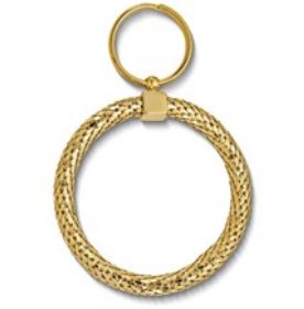 LARGE ROUND GOLD-TONE MESH KEYCHAIN
